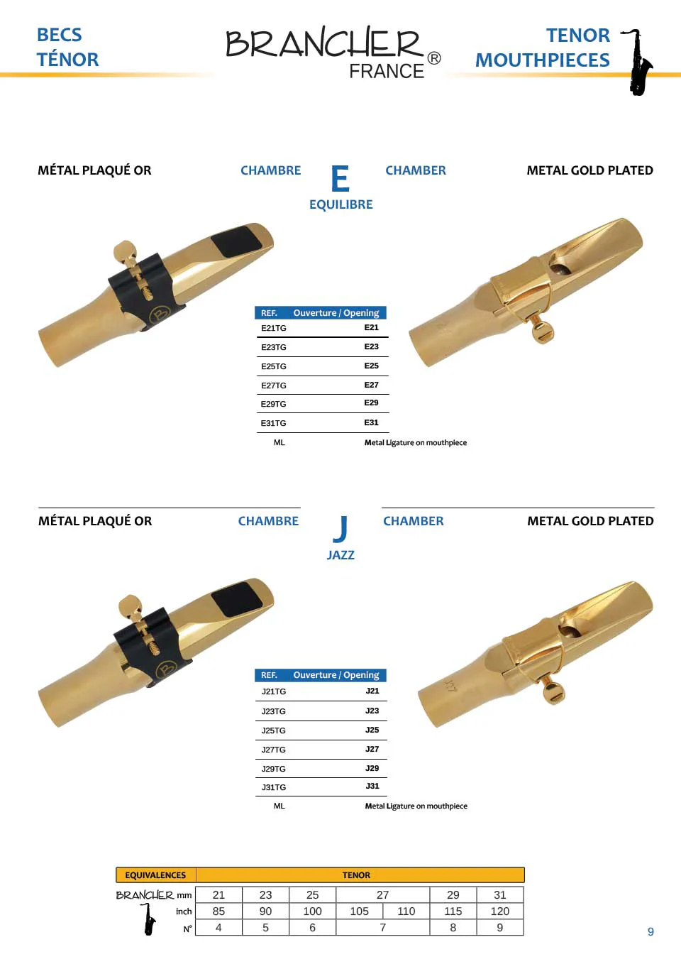 Brancher Gold Plated Tenor Sax Mouthpiece W/ Gold Plated Ligature - Image 3