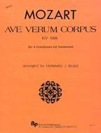 BRIXTON BOOK - AVE VERUM CORPUS for 4 trombones (or bassoons) by Mozart, transcribed by Howard J. Buss