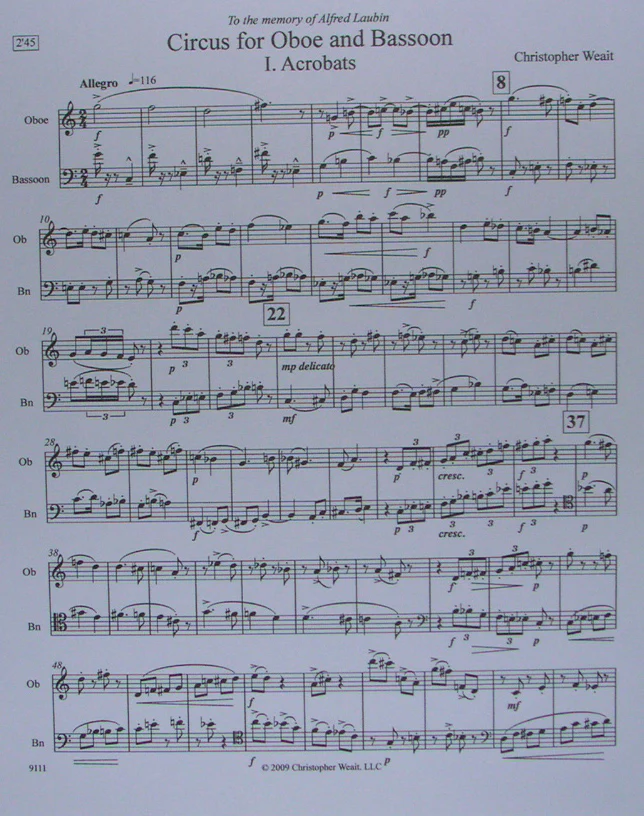 CHRISTOPHER WEAIT - Weait - Circus for oboe and bassoon duet