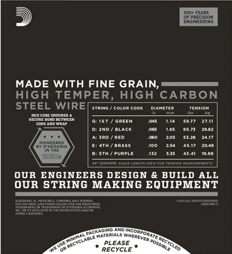 D'Addario Chromes 5-String, Light, Long Scale, 45-132 Bass Guitar Strings ECB81-5 - Image 3