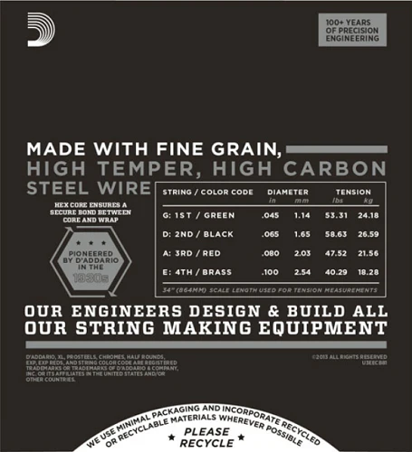 D'Addario Chromes Bass, Light, Long Scale, 45-100 Bass Guitar Strings - ECB81 - Image 3