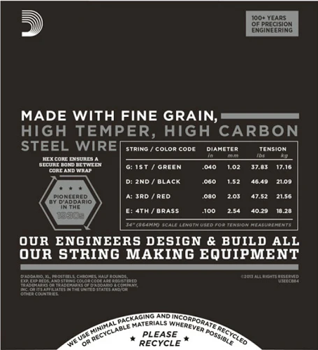 D'Addario Chromes, Custom Light, Long Scale, 40-100 Bass Guitar Strings ECB84 - Image 3