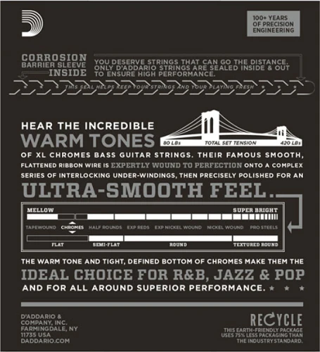 D'Addario Chromes, Light, Short Scale, 45-100 Bass Guitar Strings ECB81S - Image 2