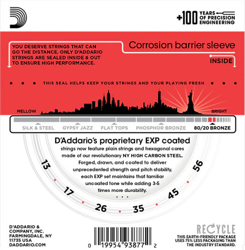 D'Addario Coated 80/20 Bronze, Medium, 13-56 Acoustic Guitar Strings - Image 2