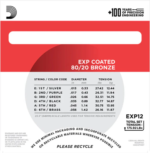 D'Addario Coated 80/20 Bronze, Medium, 13-56 Acoustic Guitar Strings - Image 3