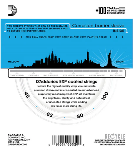 D'Addario Coated Phosphor Bronze, Short Scale, 45-100 Acoustic Bass Guitar Strings - Image 2