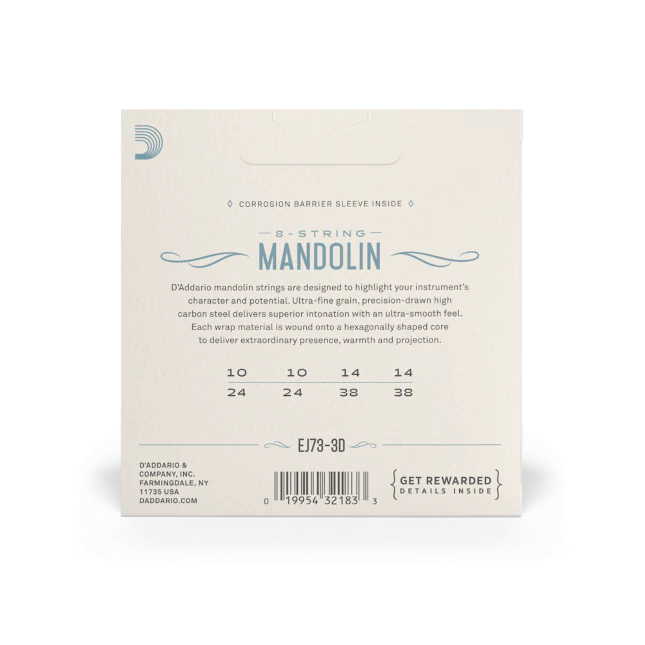 D'Addario EJ73 Mandolin Strings, Phosphor Bronze Light 10-38, 3 Sets EJ73-3D - Image 2