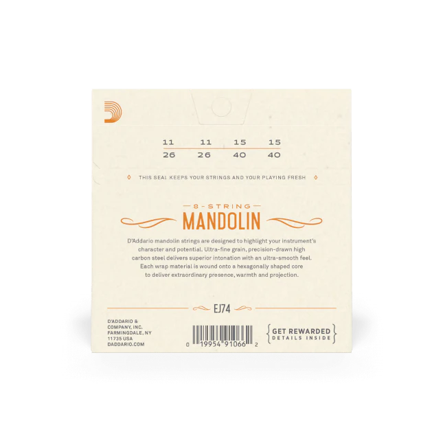 D'Addario EJ74 Phosphor Bronze Mandolin Strings,Medium,11-40 - Image 2