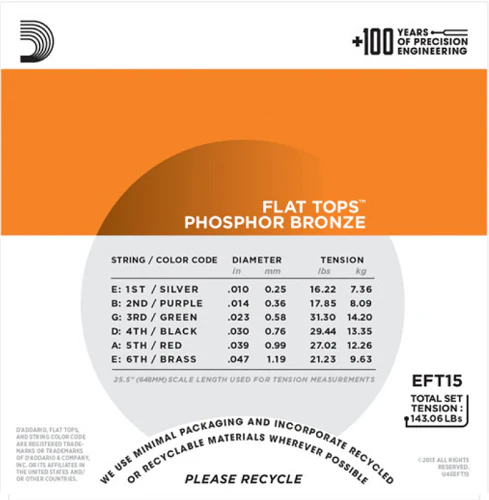 D'Addario Flat Tops, Extra Light, 10-47 Acoustic Guitar Strings - Image 3
