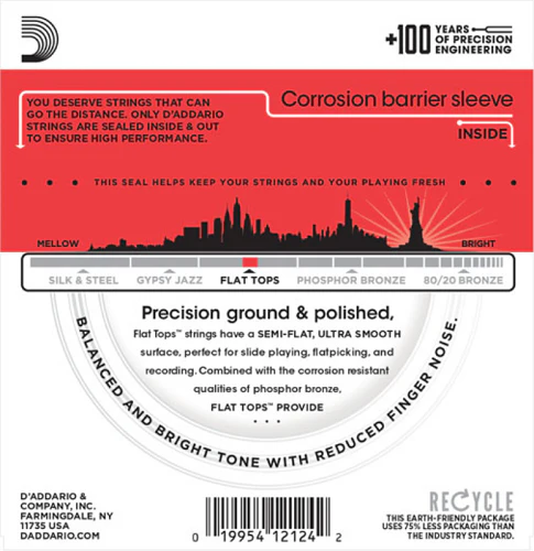 D'Addario Flat Tops, Medium, 13-56 Acoustic Guitar Strings - Image 2