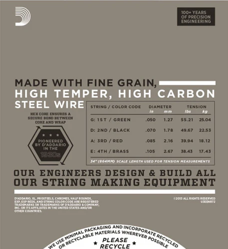 D'Addario  Half Round, Medium, Long Scale, 50-105 Bass Guitar Strings - Image 3