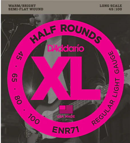 D'Addario Half Rounds, Regular Light, Long Scale, 45-100 Bass Guitar Strings