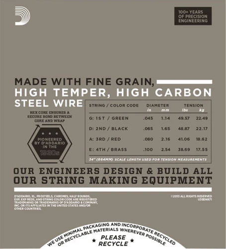 D'Addario Half Rounds, Regular Light, Long Scale, 45-100 Bass Guitar Strings - Image 3