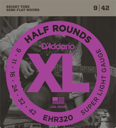 D'Addario Half Rounds, Super Light, 9-42 Electric Guitar Strings