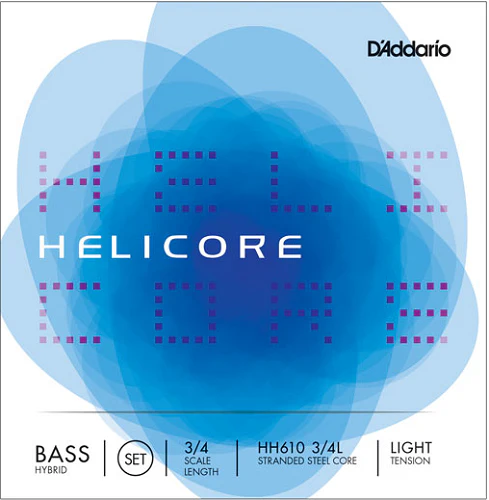 D'Addario Helicore Hybrid Bass String SET, 3/4 Scale, Light Tension