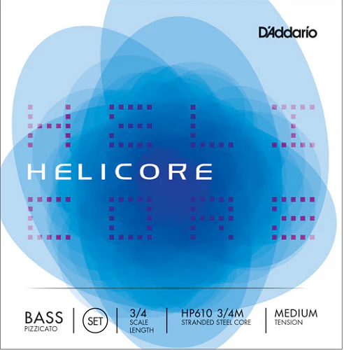 D'Addario Helicore Pizzicato Bass String SET, 3/4 Scale, Medium Tension