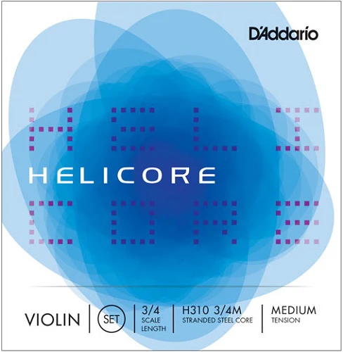 D'Addario Helicore Violin String SET, 3/4 Scale, Medium Tension