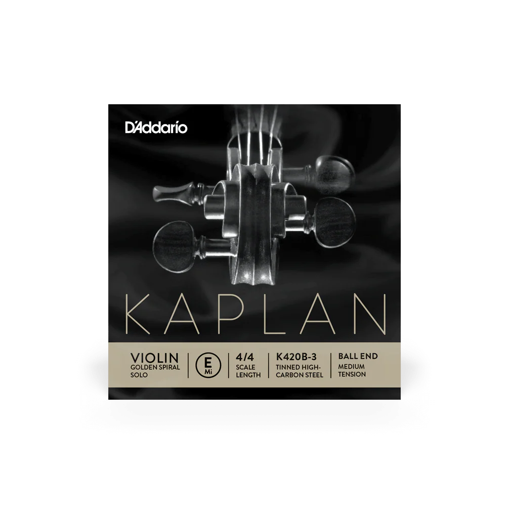 D'Addario Kaplan Golden Spiral Solo Violin Single E String, 4/4 Scale, Medium Tension