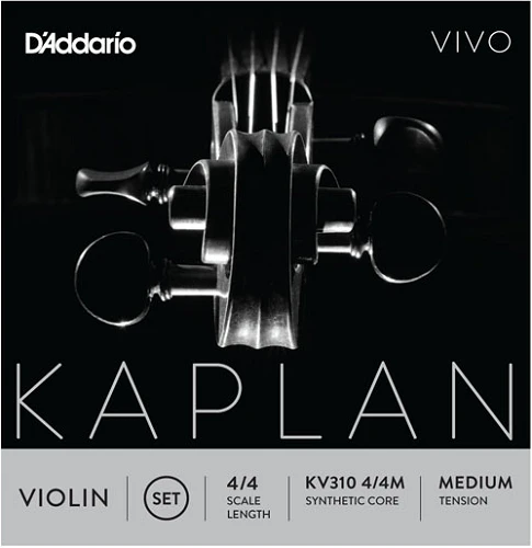 D'addario Kaplan Vivo Violin String SET, 4/4 Scale, Medium Tension
