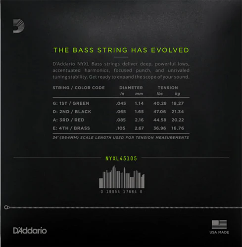 D'Addario Long Scale, Light Top/Medium Bottom, 45-105 Bass Guitar Strings - Image 2