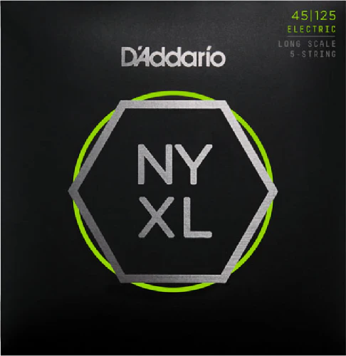 D'Addario Long Scale, Light Top/Medium Bottom, 5-String, 45-125 Bass Guitar Strings