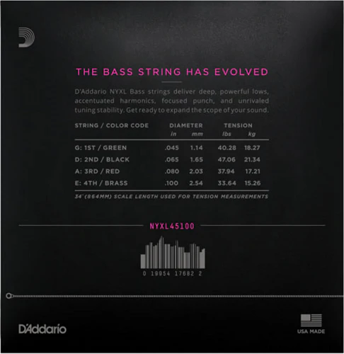 D'Addario Long Scale, Regular Light, 45-100 Bass Guitar Strings - Image 2