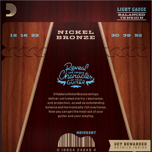 D'Addario Nickel Bronze, Balanced Tension Light, 12-52 Acoutic Guitar Strings - Image 2