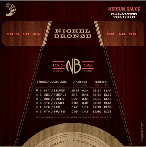 D'Addario Nickel Bronze, Balanced Tension Medium, 13.5-56 Acoustic Guitar Strings - Image 3