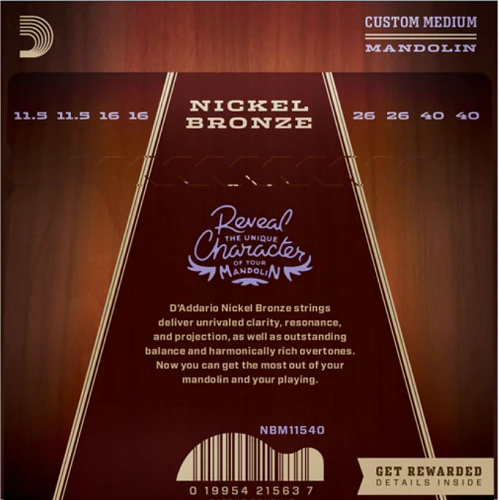 D'Addario Nickel Bronze, Custom Medium, 11.5-40 Mandolin Strings - Image 2