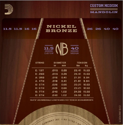 D'Addario Nickel Bronze, Custom Medium, 11.5-40 Mandolin Strings - Image 3