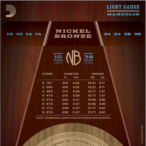 D'Addario Nickel Bronze, Light, 10-39 Mandolin Strings - Image 3