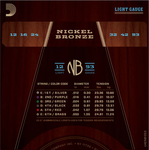 D'Addario Nickel Bronze, Light, 12-53 Acoustic Guitar Strings - Image 3