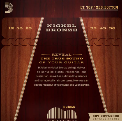 D'Addario Nickel Bronze, Light Top/Medium Bottom, 12-56 Acoustic Guitar Strings - Image 2