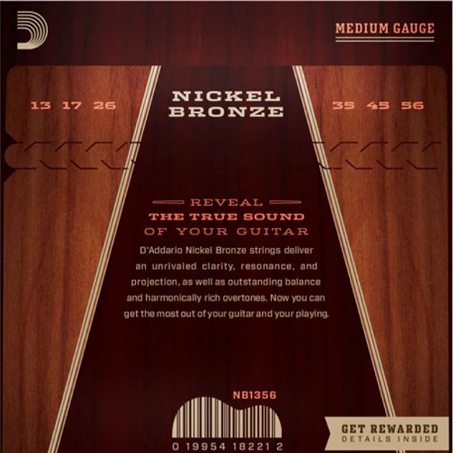 D'Addario Nickel Bronze, Medium, 13-56 Acoustic Guitar Strings - Image 2