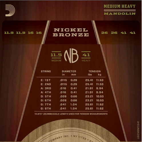 D'Addario Nickel Bronze, Medium-Heavy, 11.5-41 Mandolin Strings - Image 3