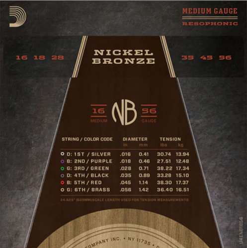 D'Addario Nickel Bronze, Resophonic 16-56 Acoustic Guitar Strings - Image 3