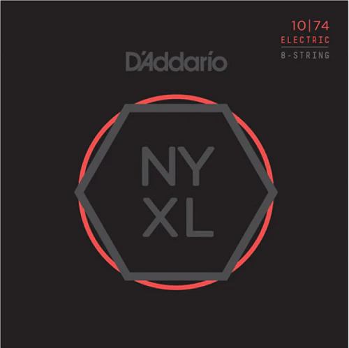 D'Addario Nickel Wound 8-String, Light Top/Heavy Bottom, 10-74 Electric Guitar Strings