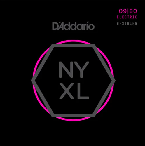 D'Addario Nickel Wound, 8-String, Super Light, 09-80 Electric Guitar Strings
