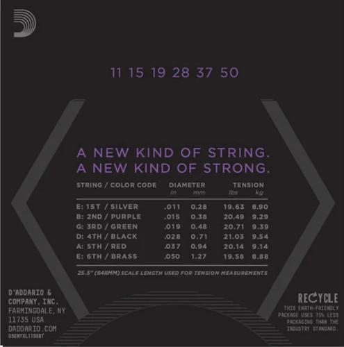 D'Addario Nickel Wound, Balanced TENSION, 11-50, Electric Guitar Strings - Image 3