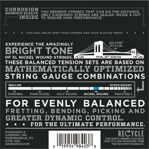 D'Addario Nickel Wound, Balanced Tension Medium, 11-50 Electric Guitar Strings - EXL115BT - Image 2
