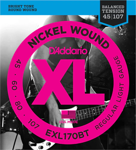 D'Addario Nickel Wound, Balanced Tension Regular Light, .45-107 Bass Guitar Strings