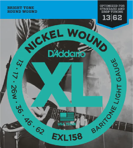 D'Addario Nickel Wound, Baritone Light, 13-62 Electric Guitar Strings