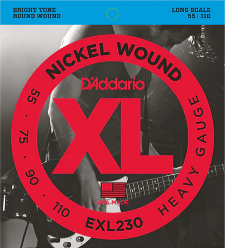 D'Addario Nickel Wound, Heavy, Long Scale, 55-110 Bass Guitar Strings