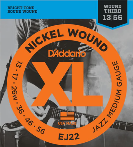 D'Addario Nickel Wound, Jazz Medium, 13-56, Electric Guitar Strings