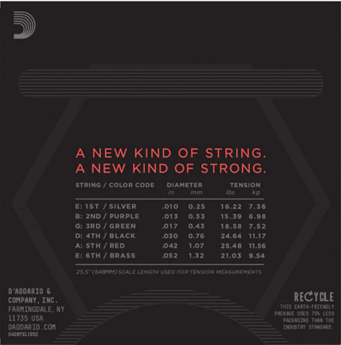 D'Addario Nickel Wound, Light Top/Heavy Bottom, 10-52 Electric Guitar Strings - Image 3