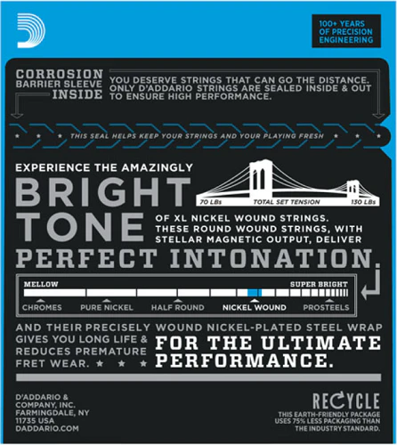 D'Addario Nickel Wound, Medium Top, Extra-Heavy Bottom, 11-56 Electric Guitar Strings - Image 2