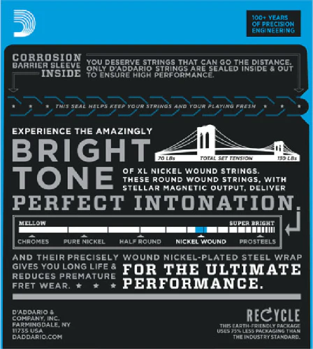 D'Addario Nickel Wound, Medium/Blues-Jazz Rock, 11-49 Electric Guitar Strings - EXL115 - Image 2