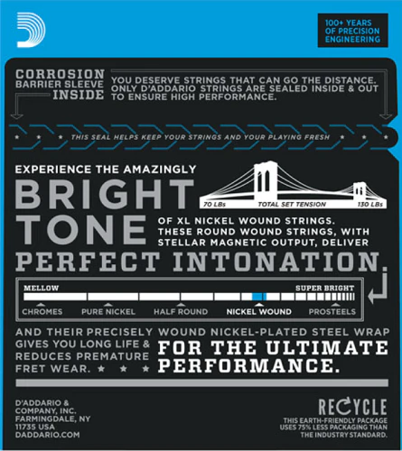 D'Addario Nickel Wound, Regular Light, Wound 3RD, 10-46 Electric Guitar Strings - EXL110W - Image 2