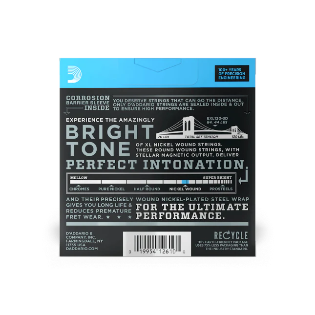 D'Addario Nickel Wound, Super Light, 9-42 Electric Guitar Strings (3 Sets) EXL120-3D - Image 3