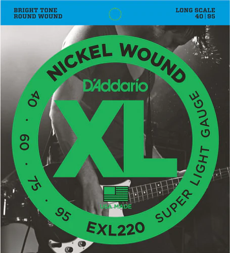 D'Addario Nickel Wound, Super Light, Long Scale, 40-95 Bass Guitar Strings